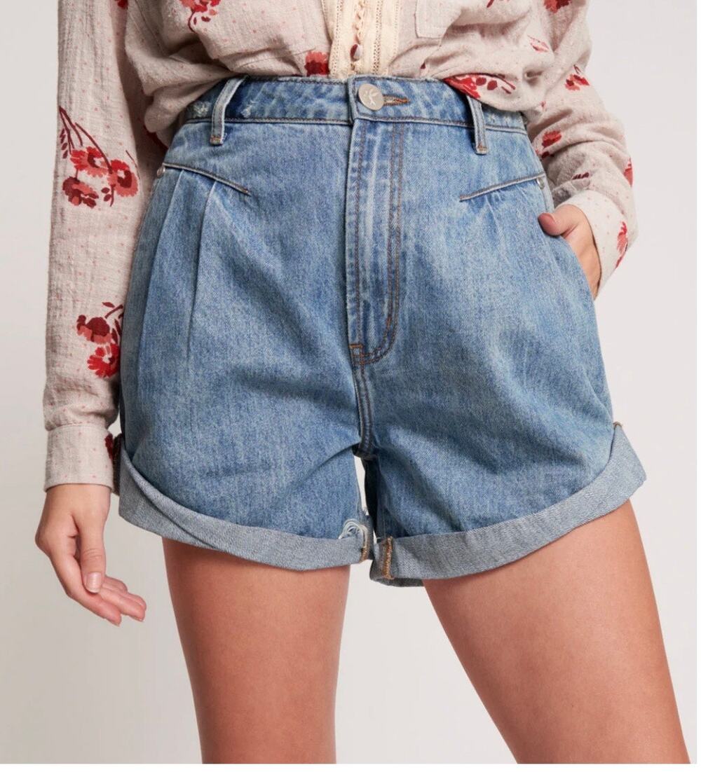 One Teaspoon Streetwalkers High Waist 80s Fit Denim Jean Shorts Venice Blue 25
